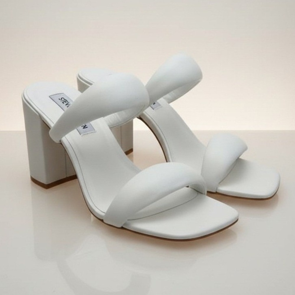 Steve Madden Women's White‎ Strappy Block Heel Sandals – White – Size 8.5 – NIB